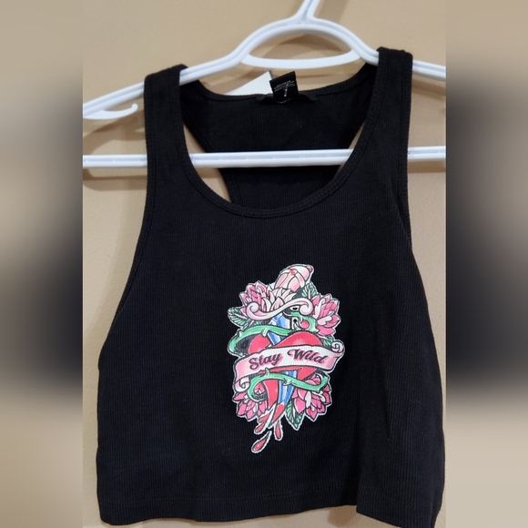 Forever 21 Tops - Y2K Forever 21 "Stay Wild" Cropped Workout Yoga Sport Bra Tank Top Sz M